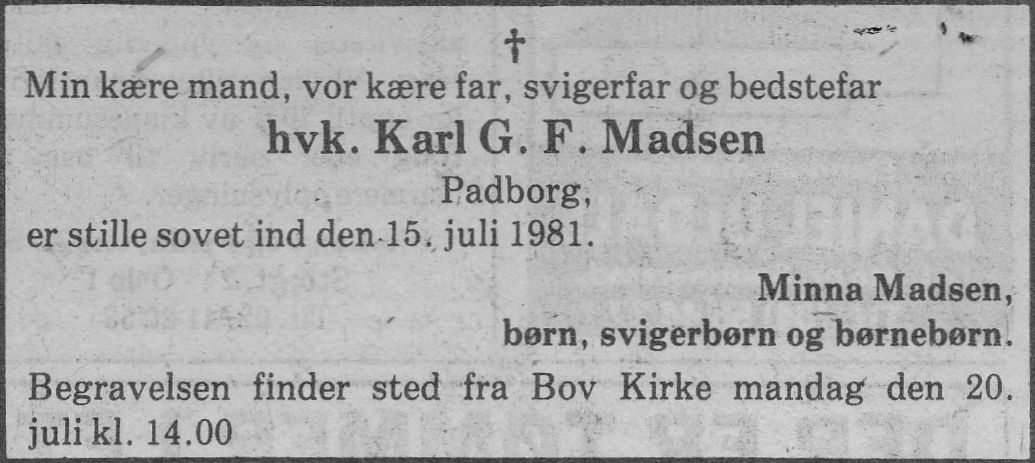 Karl Madsen død